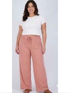 Real Essentials Palazzo Pj Pants Coral & Pink Chevron Size 3X